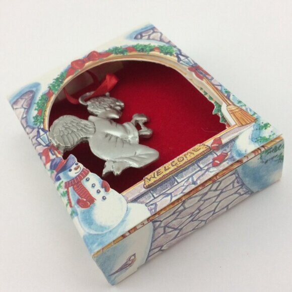2 Vtg Pewter Angels Christmas Ornaments Lindsay Claire Designs Made in Canada - Picture 5 of 16